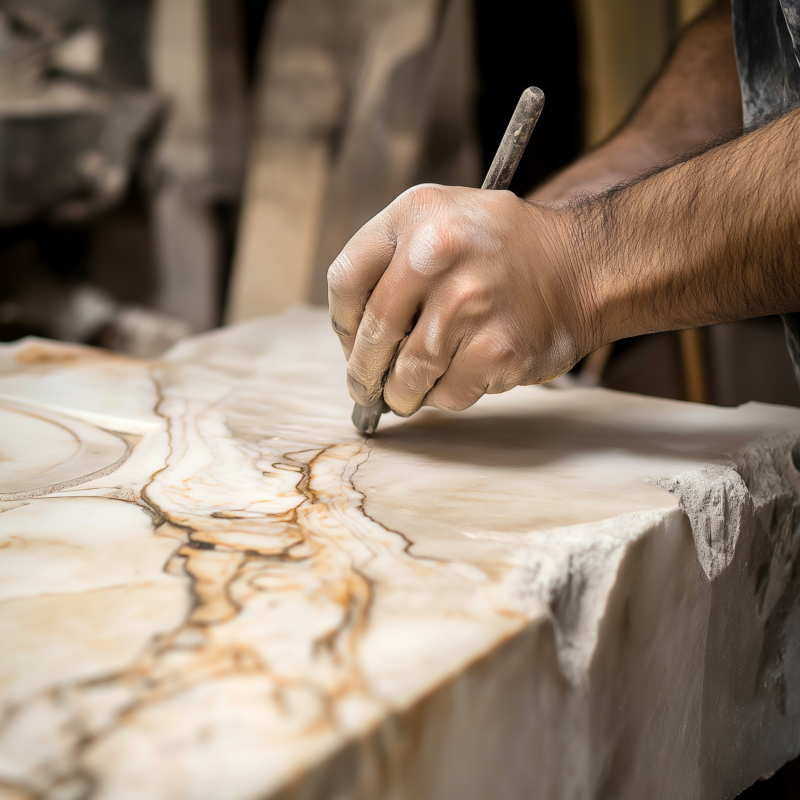 Travertan sehpa üretimi işçiliğini Casa Koza