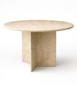 oval traverten yemek masası