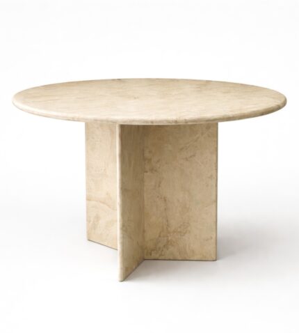 oval traverten yemek masası