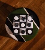 siyah beyaz renkli modern ve mermer tic tac toe oyun takımı