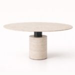 el yapımı traverten yemek masası doğal taş yuvarlak form