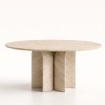 pleon cagdas traverten yemek masası doğal taş yuvarlak tabla