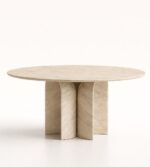 pleon cagdas traverten yemek masası doğal taş yuvarlak tabla