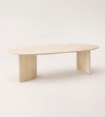 arcen oval traverten orta sehpa görünüm