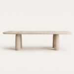 lyon sofistike traverten yemek masası doğal taş uzun form