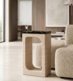 porta traverten yan sehpa modern salon kullanımı