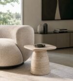 traverten yan sehpa modern salon kullanımı