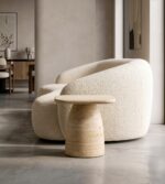 traverten yan sehpa modern salon kullanımı